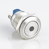 12mm Waterproof Metal Push Button Switch Dot LED Momentary Flat Head Stainless Steel Soldering Pin 1 Normally-Open