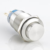 19mm Metal Push Button Switch Momentary High Head Stainless Steel Soldering Pin 1 Normally-Open and 1 Normally-Closed