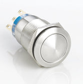 19mm Metal Push Button Switch Momentary Ball Head Stainless Steel Soldering Pin 1 Normally-Open and 1 Normally-Closed