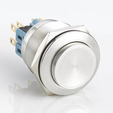 25mm Metal Push Button Switch Momentary High Head Stainless Steel Soldering Pin 1 Normally-Open and 1 Normally-Closed