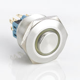 30mm Metal Push Button Switch Ring LED Momentary High Head Stainless Steel Soldering Pin 1 Normally-Open and 1 Normally-Closed
