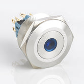 30mm Metal Push Button Switch Dot LED Momentary Flat Head Stainless Steel Soldering Pin 1 Normally-Open and 1 Normally-Closed