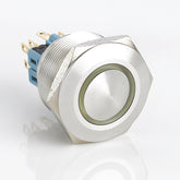 30mm Metal Push Button Switch Ring LED Momentary Ball Head Stainless Steel Soldering Pin 1 Normally-Open and 1 Normally-Closed