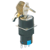 16mm Round Rotary Selector Switch with Key 2-gear Latching 1 Normally-Open and 1 Normally-Closed
