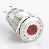 19mm Metal Push Button Switch Flat Head Dot LED Momentary Flat Head Stainless Steel Soldering Pin 1 Normally-Open and 1 Normally-Closed