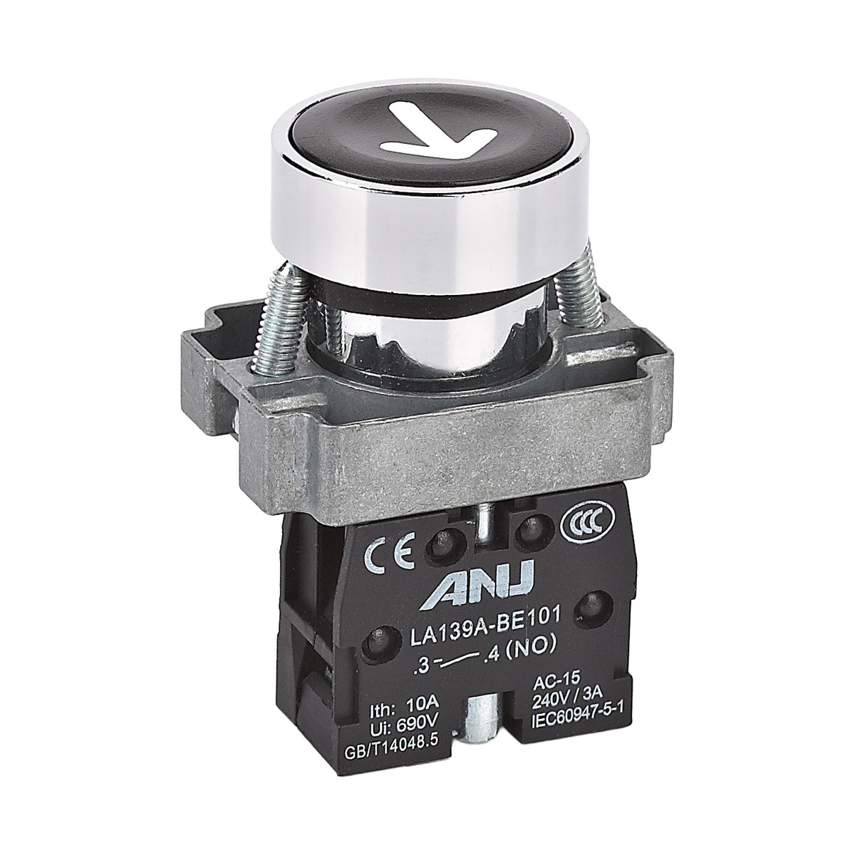 Panel Board Device Push Button Down Black 1NO