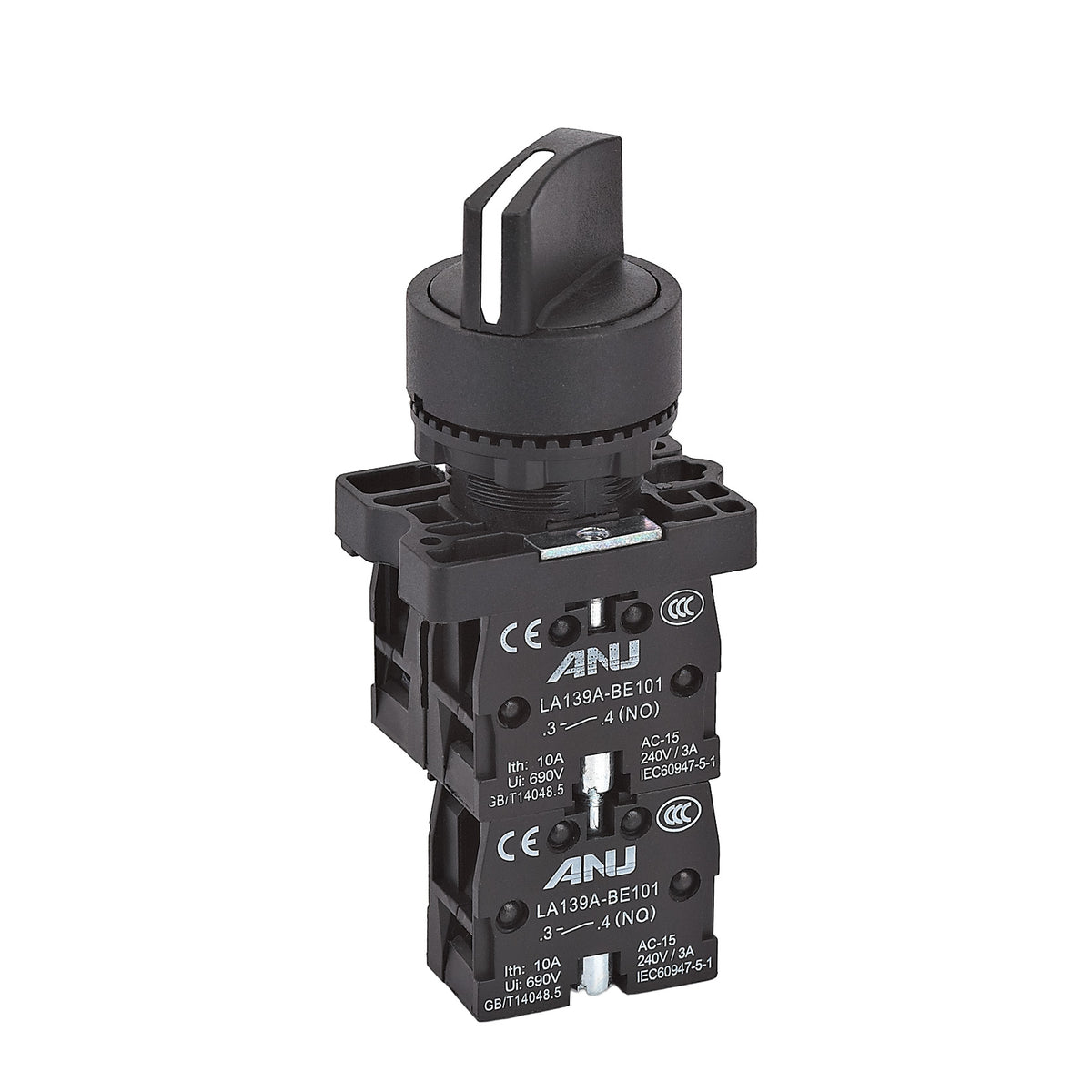 Panel Board Device Selector Switch Black 2NO+1NC