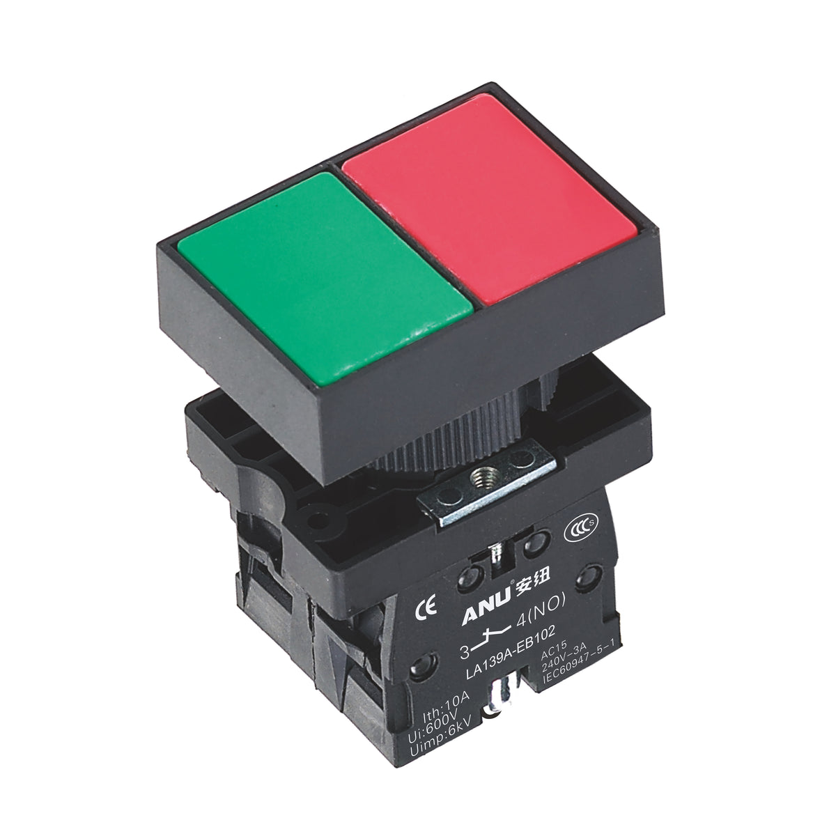 Plastics Double Push Buttons Flat Head 1 Normally-Open and 1 Normally-Closed