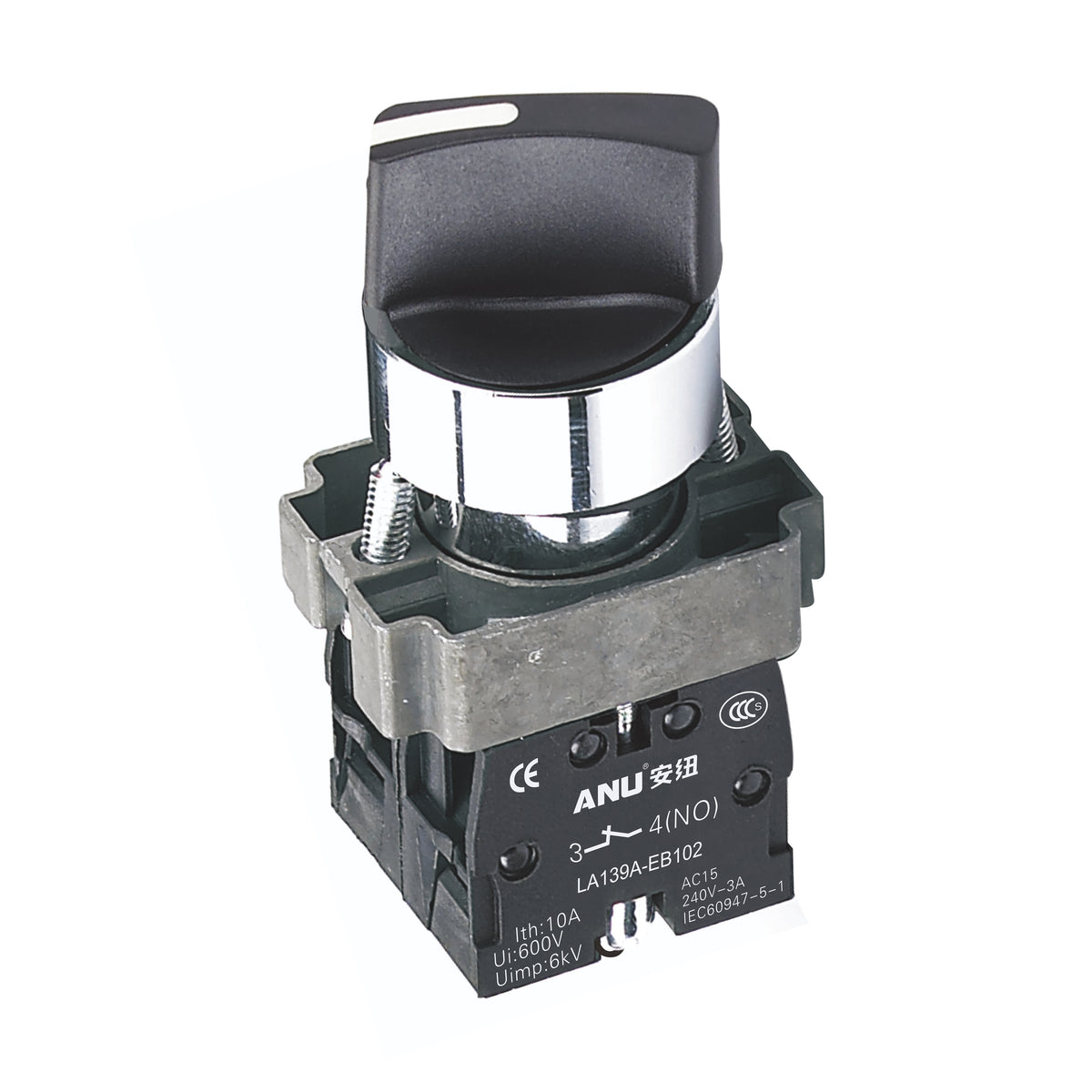 Metal Rotary Selector Switch 2-Gear Short Handle 1 Normally-Open