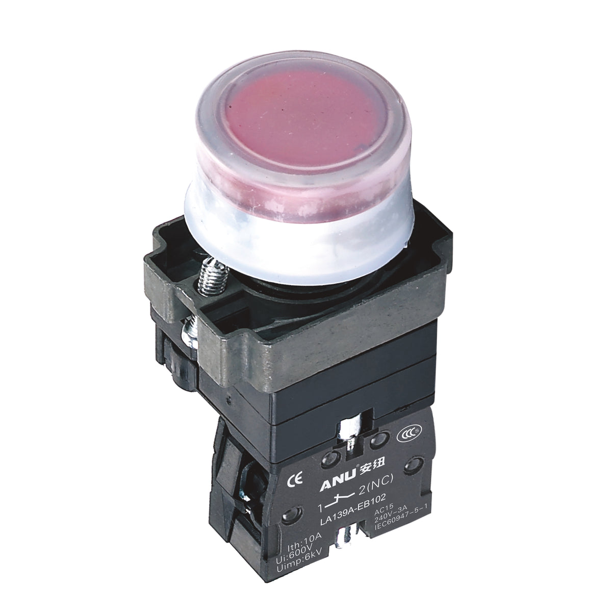 Metal Push Button Switch Flat Head LED Waterproof 1 Normally-Open