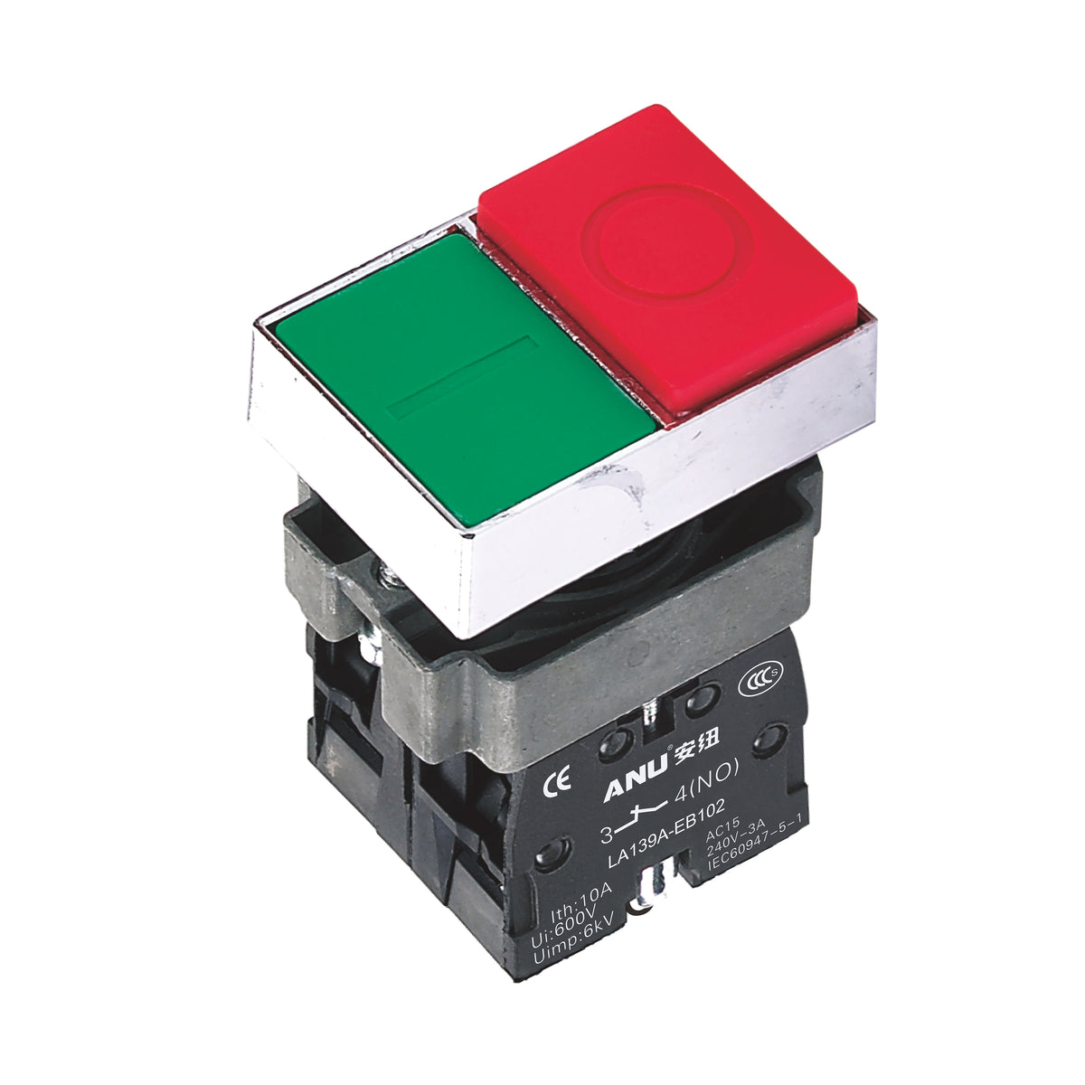 Metal Double Push Buttons Convex Flat Head 1 Normally-Open and 1 Normally-Closed