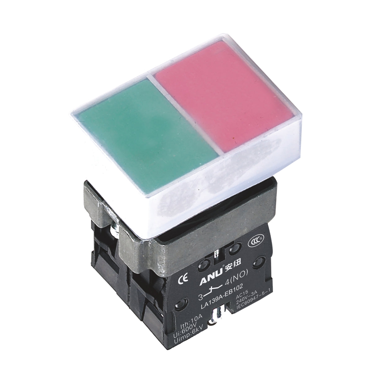 Metal Double Push Buttons Flat Head Waterproof 1 Normally-Open and 1 Normally-Closed