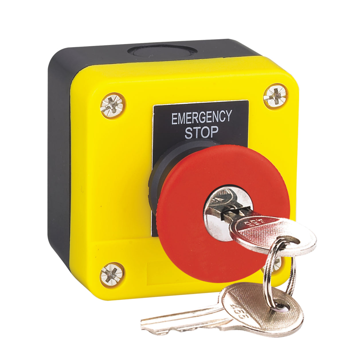 Push Stop Button Case Emergency Stop 1-Hole Push Button Box Yellow Release After Key Rotatio ...