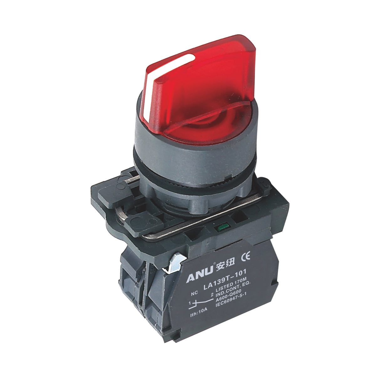 Plastics 2-Gear Rotary Selector Switch LED Latching Short Handle 1 Normally-Open