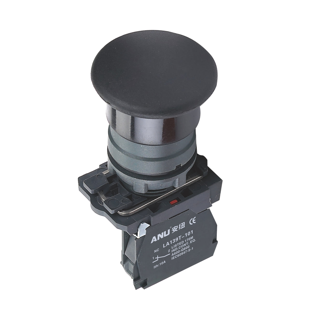 Plastics Emergency Stop Mushroom Momentary Black 1 Normally-Open