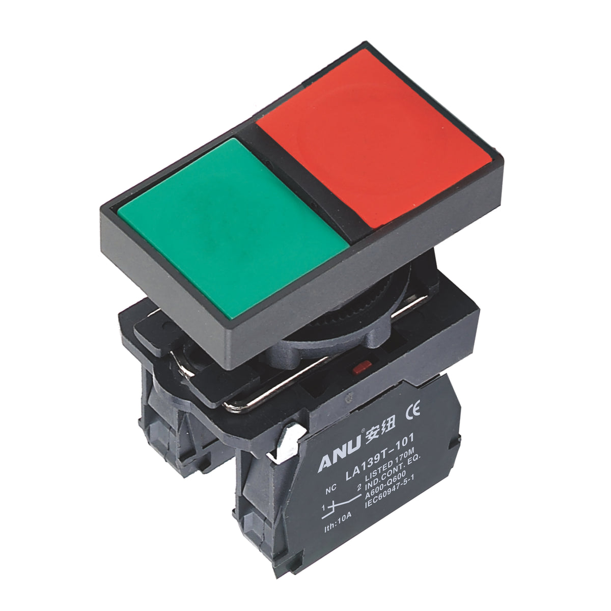 Plastics Double Push Buttons Flat Head Momentary 1 Normally-Open and 1 Normally-Closed