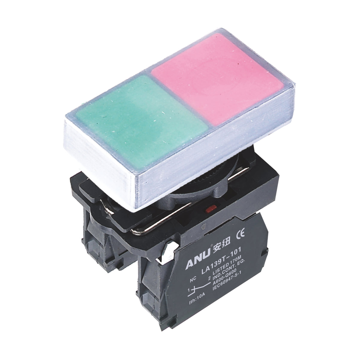 Plastics Double Push Buttons Flat Head Momentary Waterproof 1 Normally-Open and 1 Normally-Closed