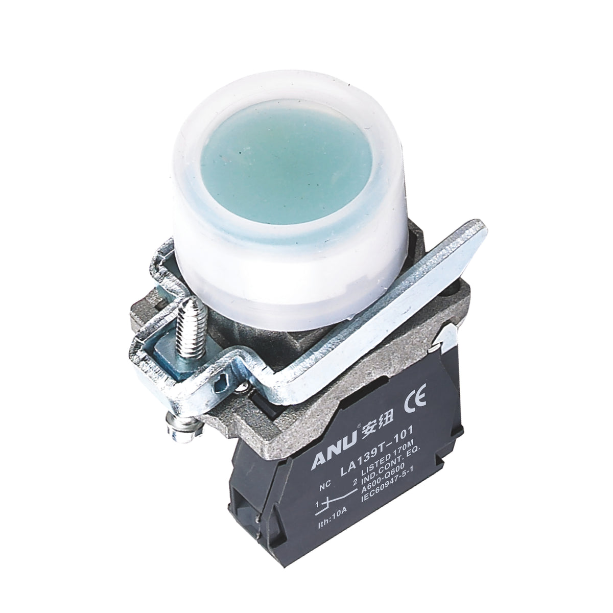 Metal Push Button Switch Momentary Flat Head Green Waterproof 1 Normally-Open