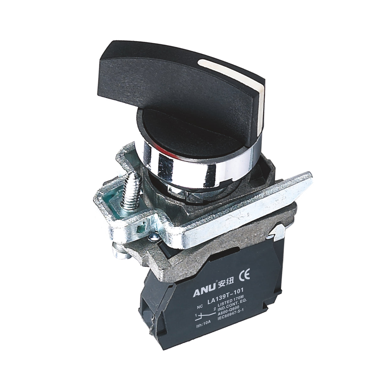 Metal Rotary Selector Switch 2-Gear Latching Long Handle 1 Normally-Open