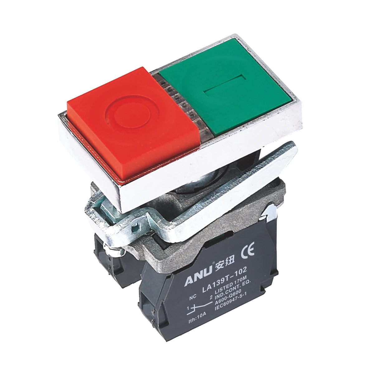 Metal Double Push Buttons Convex Flat Head 1 Normally-Open and 1 Normally-Closed