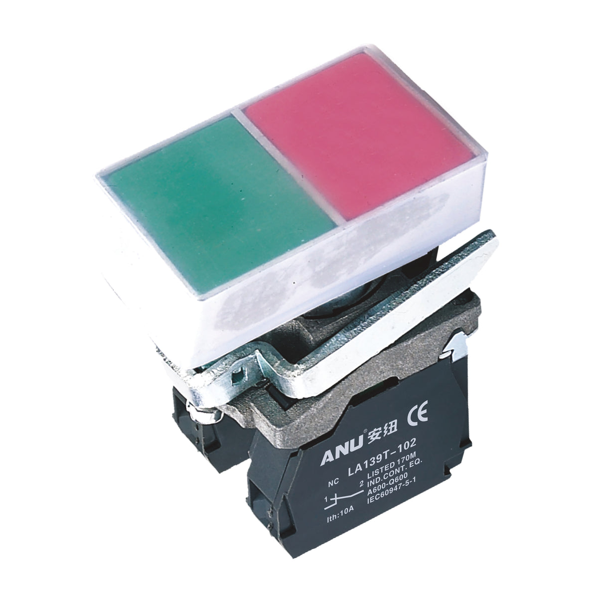 Metal Double Push Buttons Flat Head Waterproof 1 Normally-Open and 1 Normally-Closed