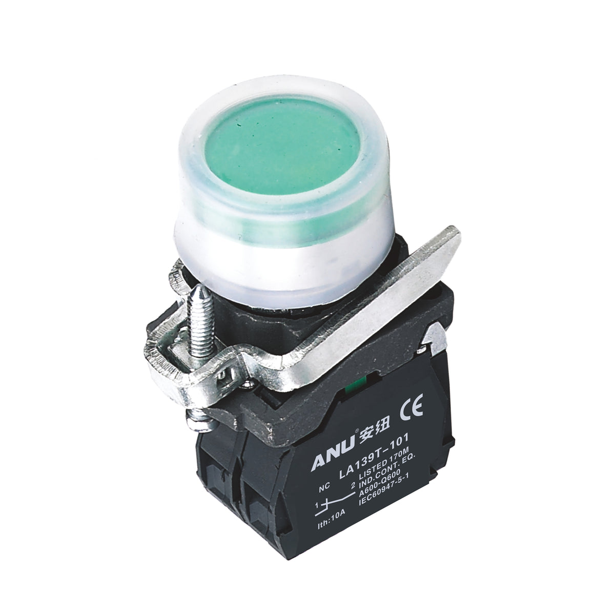 Metal Push Button Switch Momentary LED Waterproof Flat Head Green 1 Normally-Open