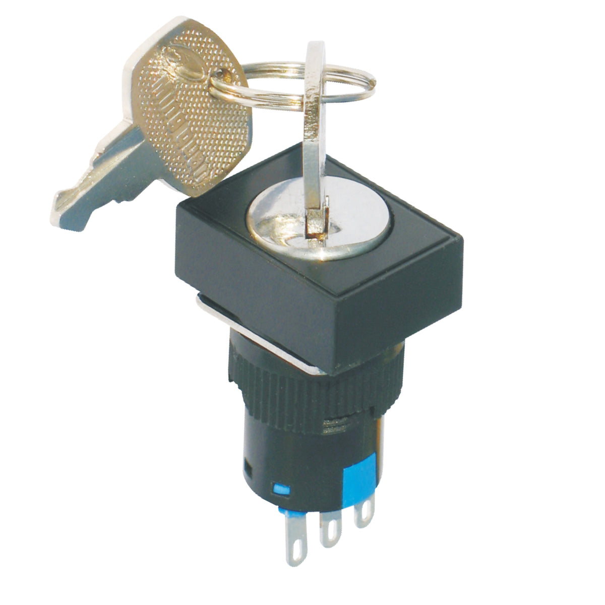 Rectangle Key Switch 16mm Rectangular Rotary Selector Switch with Key 2-gear Latching 1 Nor ...
