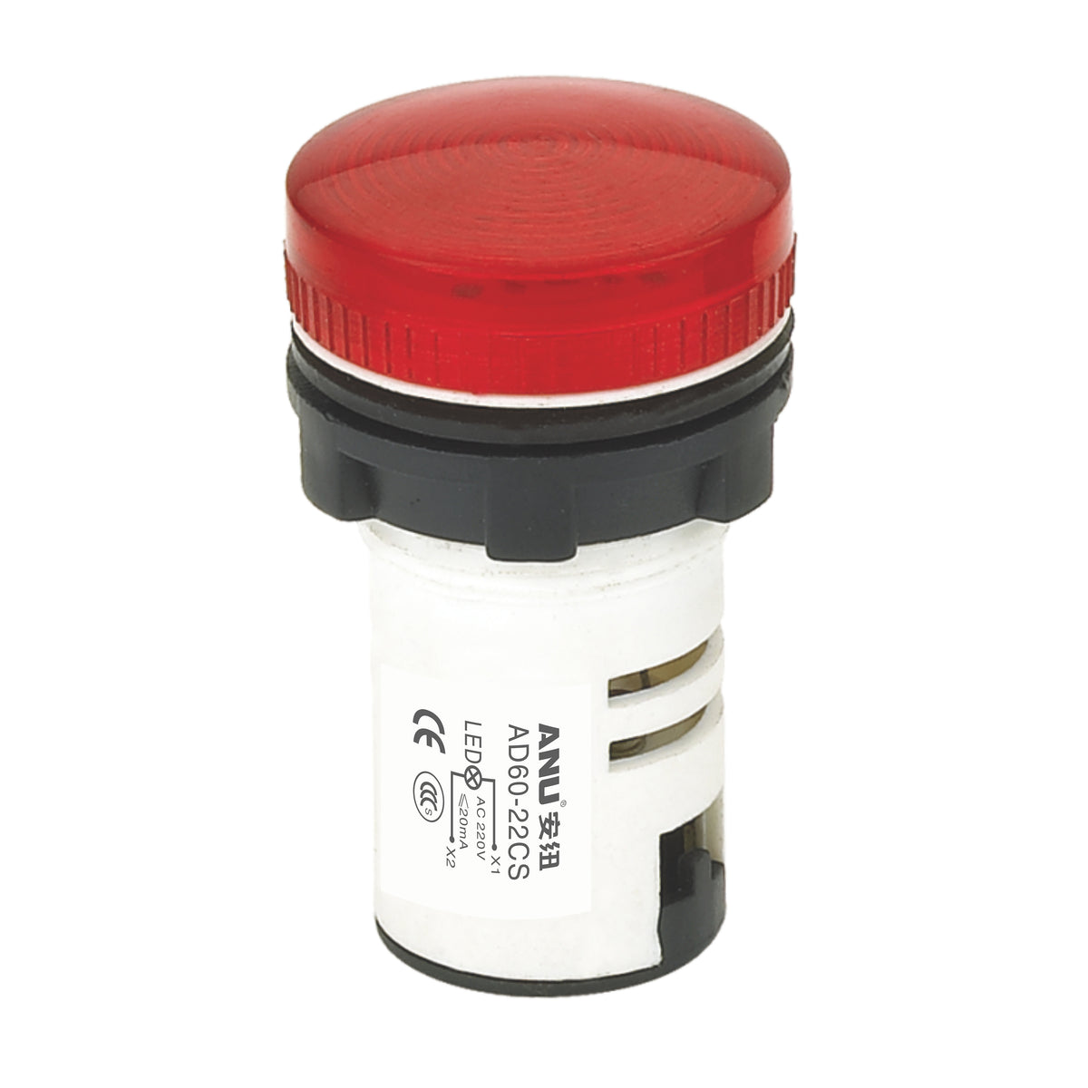 22mm Indicator Light Short Version White Shell Red