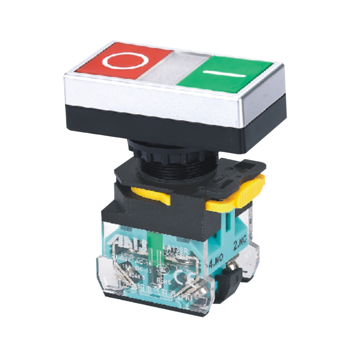 Double Push Buttons Flat Head Momentary 1 Normally-Open and 1 Normally-Closed