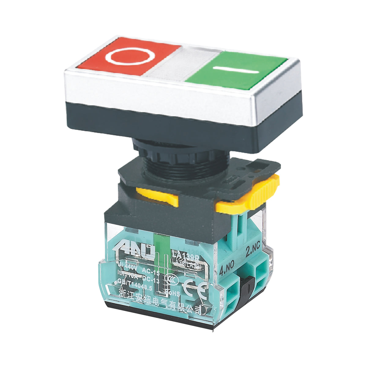 Double Push Buttons Flat Head Plug Terminal Momentary 1 Normally-Open and 1 Normally-Closed