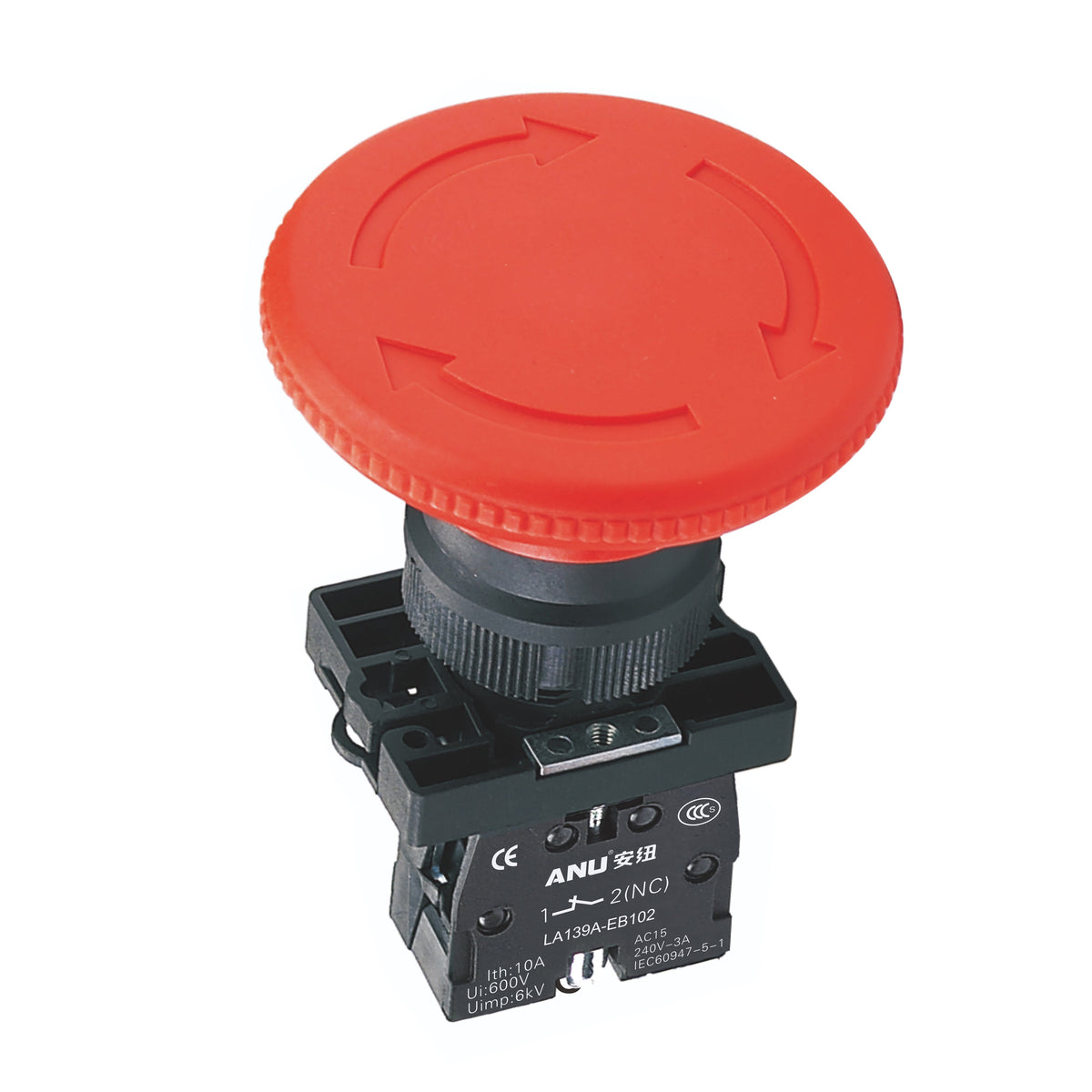 Plastics Emergency Stop Φ60 Mushroom Release After Rotation 1 Normally-Closed