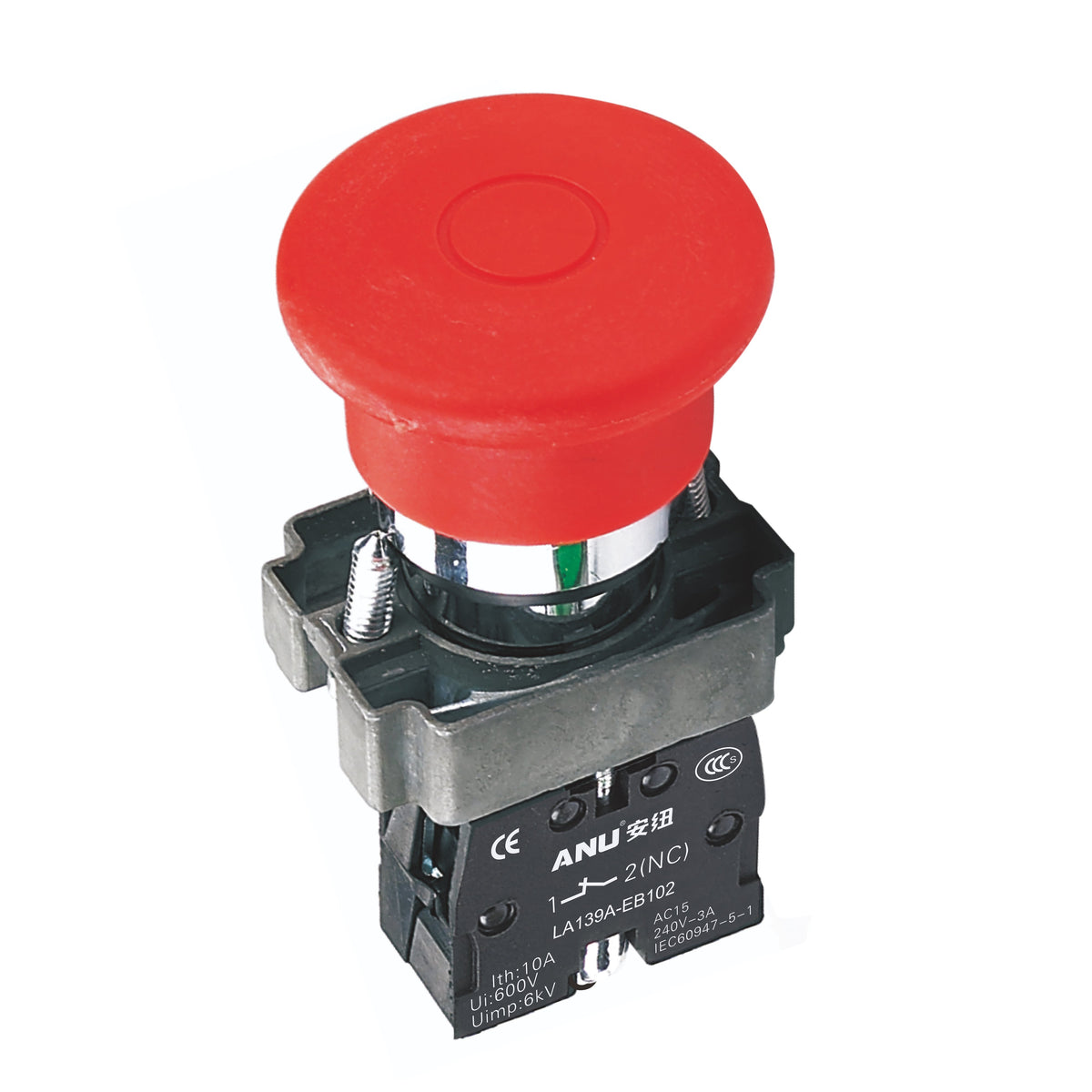 Metal Emergency Stop Φ40 Mushroom Release After Pulling 1 Normally-Closed